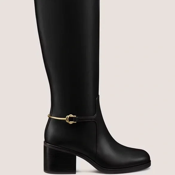 Stuart Weitzman Black Boots with Gold Accent - Picture 3 of 3